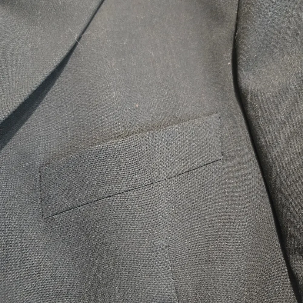Vtg Hugo Boss 100% Wool Black 3-button Blazer Sports Coat Made in the USA 43R